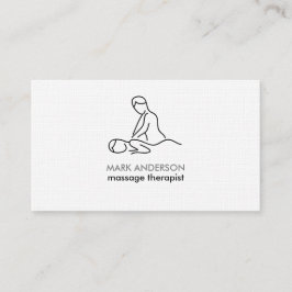Cartão De Visita Terapia de Massagem Preto Branco Cinza Massagista