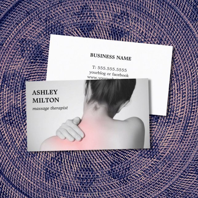 Cartão De Visita Terapia Elegante Moderna para Massagem de Fotos (Criador carregado)