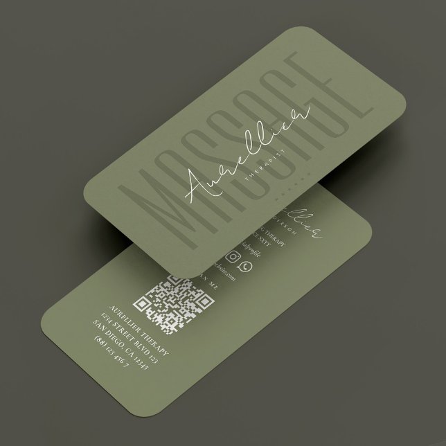 Cartão De Visita Terapista de Massagem Dark Sage Fisioterapeuta Ver (Massage Therapist Dark Sage Green Physiotherapist Business Card
☆★
☆★
☆★
☆★
☆★
(35394)
 | 
)