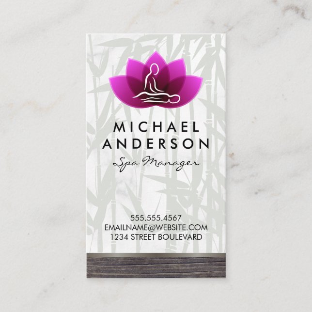Cartão De Visita Terapista de Massagem | Lotus Flower Spa (Frente)