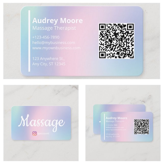 Cartão De Visita Terapistas para massagem holística Reiki Reflexolo (Holistic Massage Therapists Reiki Reflexology QR Business Card
)