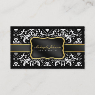 Cartão De Visita Termas & salão de beleza preto e branco modernos