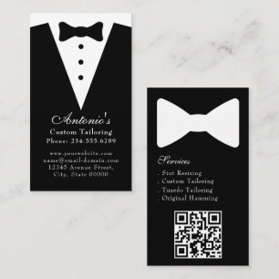 Cartão De Visita Terno Smoking Roupas Masculinas Moderno Preto & Br