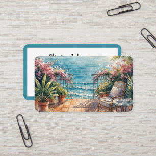 Cartão De Visita Terraço com vista tranquila para o oceano