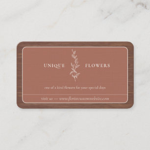 Cartão De Visita Terracota Bege Minimalista Moldura de madeira Flor