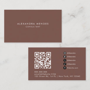Cartão De Visita Terracota Luxo Minimalista Código QR Profissional