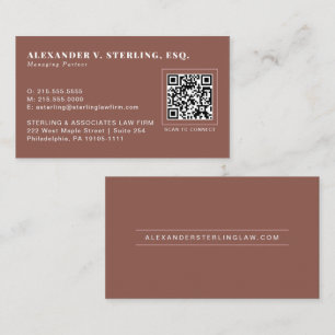 Cartão De Visita Terracota Moderno Código QR Dourado Rosa Profissio
