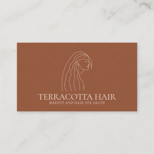 Cartão De Visita Terracotta Blush Mulher: Salão de Cabelo Feminino