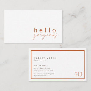 Cartão De Visita Terracotta Boho Olá Linda Beleza Minimalista