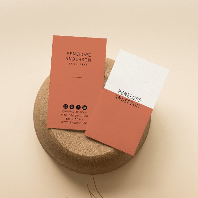 Cartão De Visita Terracotta Burnt Orange Minimalist Modern Boho (Criador carregado)