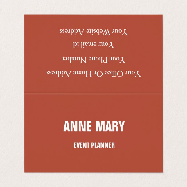 Cartão De Visita Terracotta Cor Quente Queimada Cor Laranja Escura  (Exterior Desdobrado)