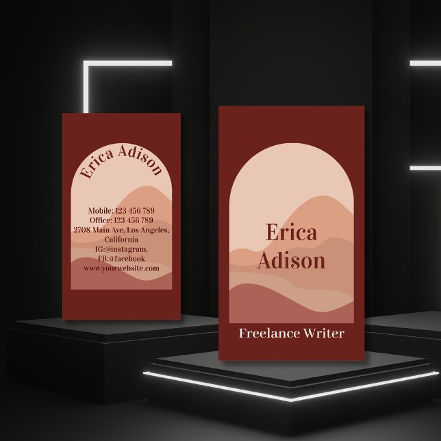 Cartão De Visita Terracotta Earth Tone Abstrato Boho Chic Arco (Criador carregado)