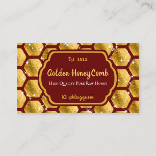 Cartão De Visita Terracotta Gold Foil Honeycomb Honey Bee