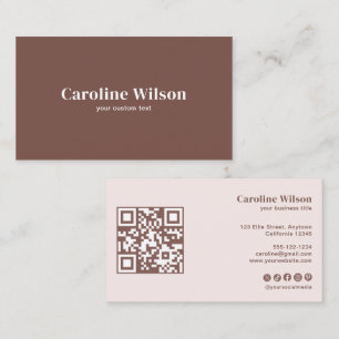 Cartão De Visita Terracotta Mínimo Moderno Código QR Professional