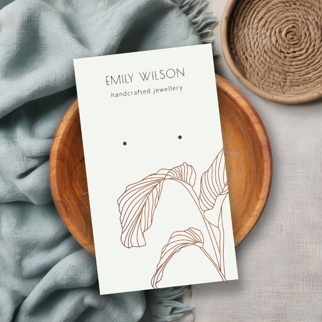 Cartão De Visita Terracotta Palm Leafy Sketch (Criador carregado)