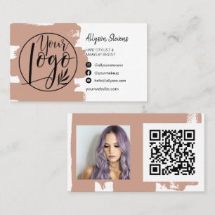 Cartão De Visita Terracotta pincel cabelo maquiagem logotipo fotogr