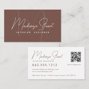 Cartão De Visita Terracotta Script QR Código Moderno Elegante