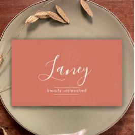 Cartão De Visita Terracotta Simple Boho QR Code Beauty Professional