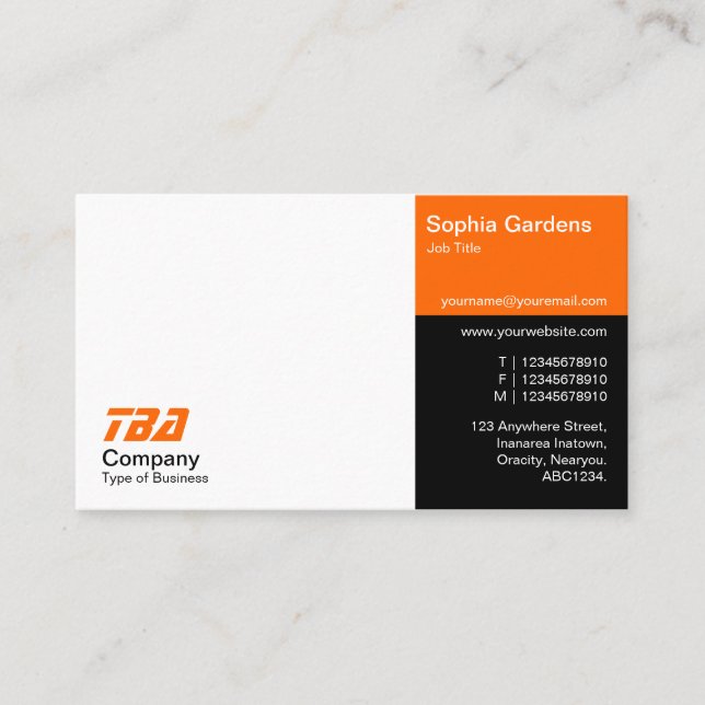 Cartão De Visita Terras - Branco, Laranja e Preto (Frente)