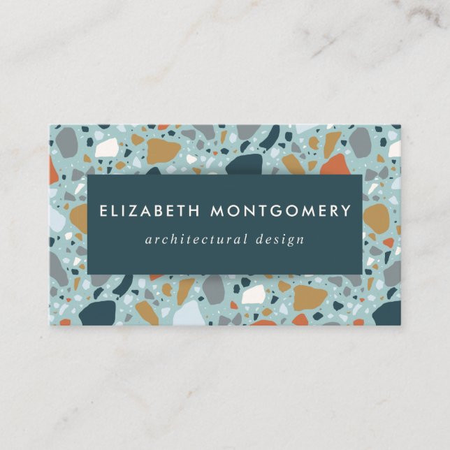 Cartão De Visita Terrazzo Em Azul (Frente)