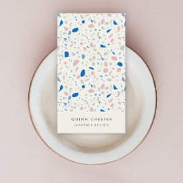 Cartão De Visita Terrazzo Padrão Natural Elegante Neutral