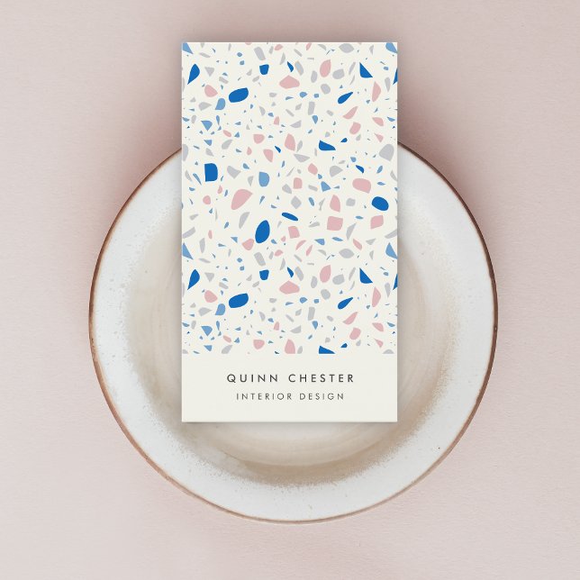 Cartão De Visita Terrazzo Padrão Natural Elegante Neutral (Criador carregado)