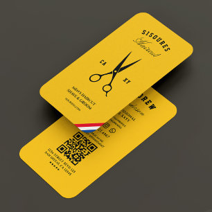 Cartão De Visita Tesoura Barbearia Vermelha Azul Amarelo Azul
