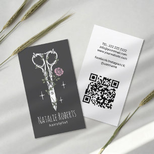 Cartão De Visita Tesoura Bonita Desenhando Estilo De Cabelo Escuro 