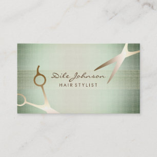 Cartão De Visita Tesoura Cabelo Estilista Dourada Glitter Saloon Li