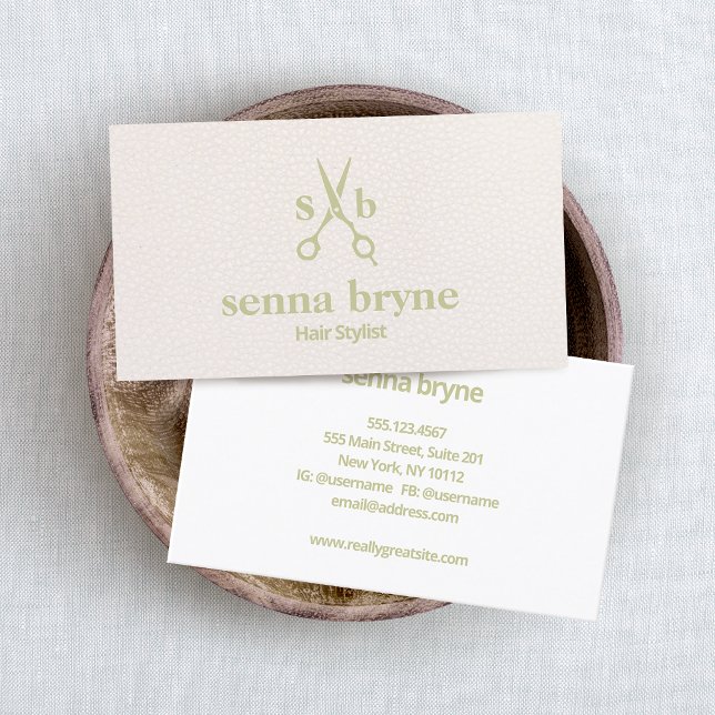 Cartão De Visita Tesoura Com Estilos De Cabelo De Monograma Com Cou (Criador carregado)