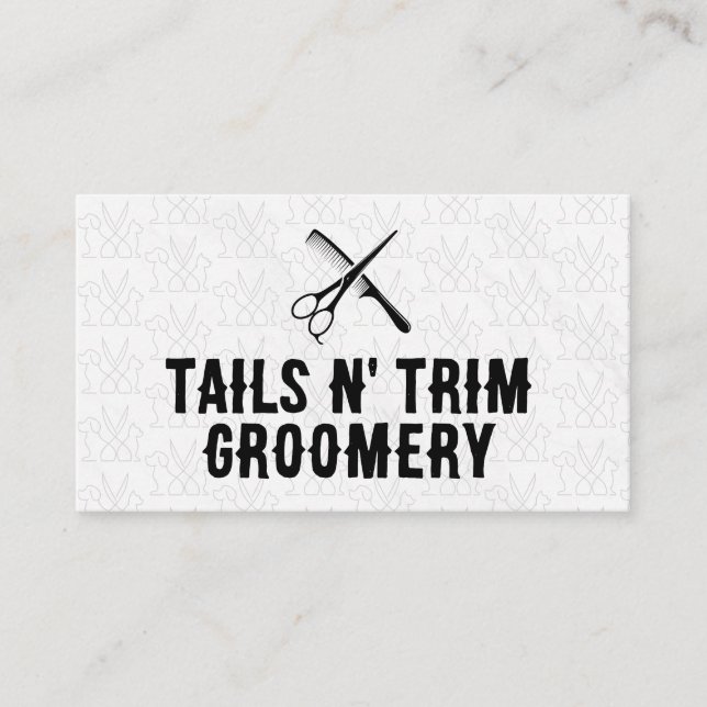 Cartão De Visita Tesoura Comb | Serviço de Agrupamento de Pet (Frente)