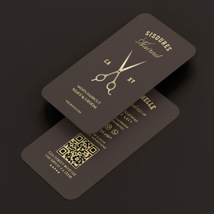 Cartão De Visita Tesoura de Barbeiro Espresso Elegante Barbearia
