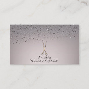 Cartão De Visita Tesoura de cabeleireiro Rose Gold Salon com brilho