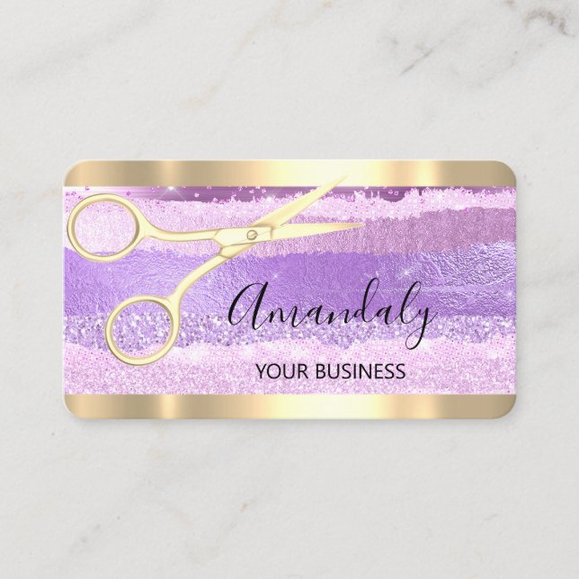 Cartão De Visita Tesoura-de-cabeleireiro Stylist Coiffeur Dourada R (Frente)