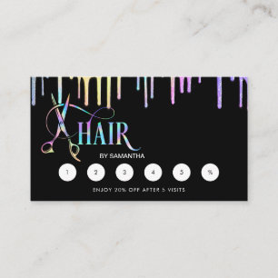 Cartão De Visita Tesoura de cabelo estilista holográfica com descon