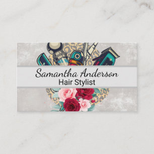 Cartão De Visita Tesoura de Clippers Barber Rosas