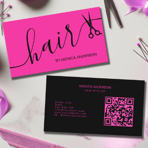 Cartão De Visita Tesoura de Estilista com Código QR para Cabelo Ros