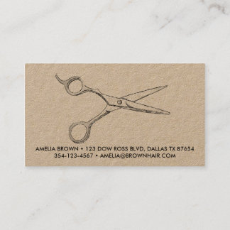 Cartão De Visita Tesoura de Estilista de Cabelo Rose Gold Moderna B