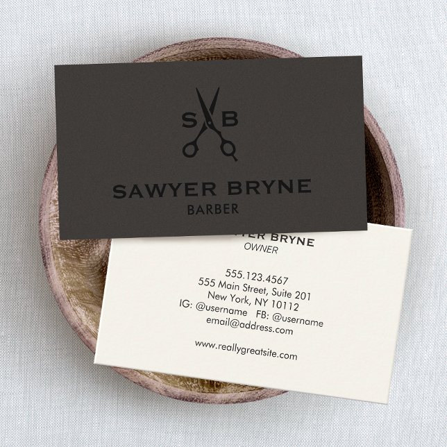 Cartão De Visita Tesoura De Estilos De Cabelo De Barbeiro Castanho  (Criador carregado)