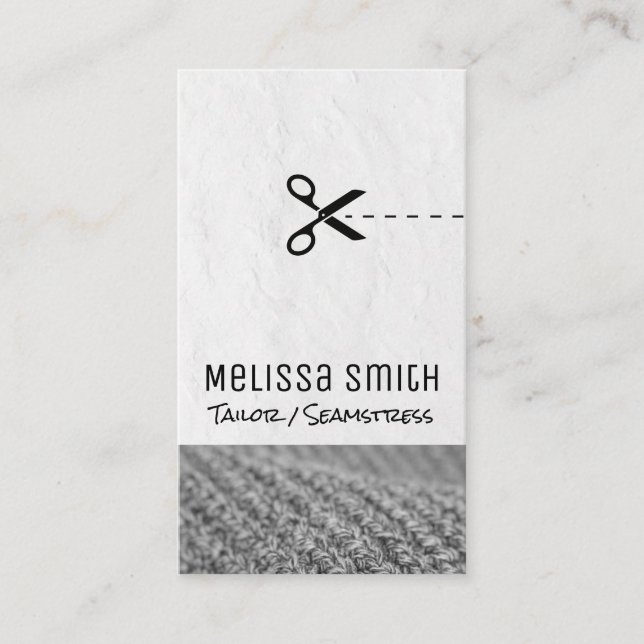 Cartão De Visita Tesoura de linha cortada | Esforço de Seamstress | (Frente)