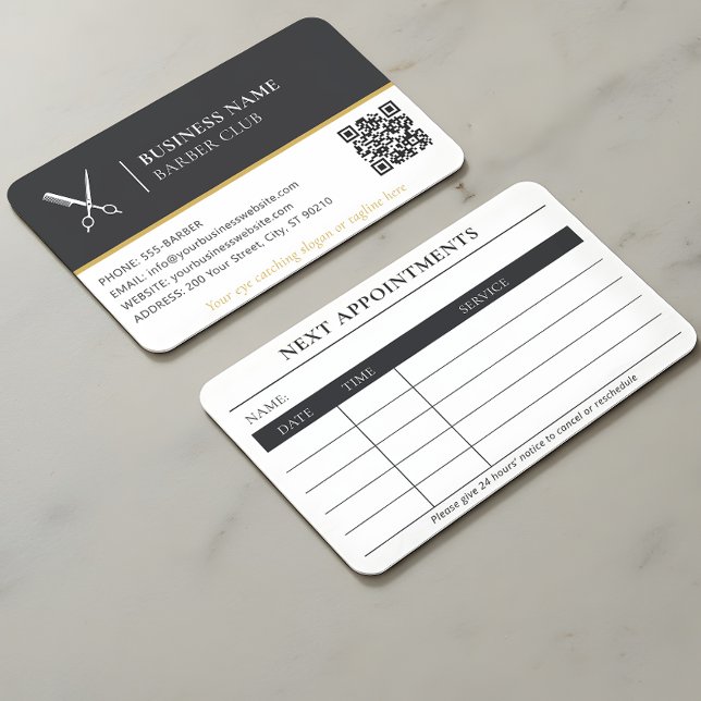 Cartão De Visita Tesoura de Salão de Barber Cabelo Dourado Compromi (Criador carregado)