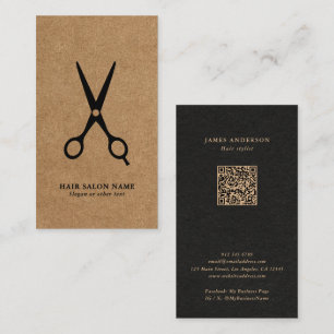 Cartão De Visita Tesoura de Salão de Cabelereiro/Barbeiro Código QR