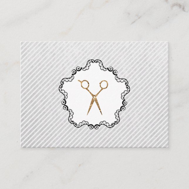 Cartão De Visita Tesoura do Ouro Hair Stylist (Frente)