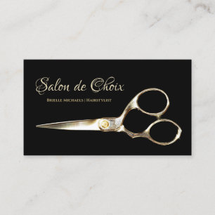 Cartão De Visita Tesoura Dourada do Cabelo Elegante Salon