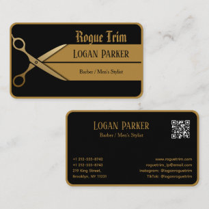 Cartão De Visita Tesoura Dourada Moderna Barbeiro Moderno