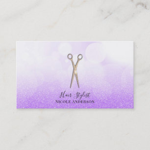 Cartão De Visita Tesoura Dourado Rosa Glitter Roxo Cabelereiro