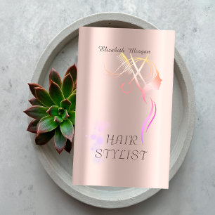 Cartão De Visita Tesoura Elegante Moderna Cabelo Dourado Rosa