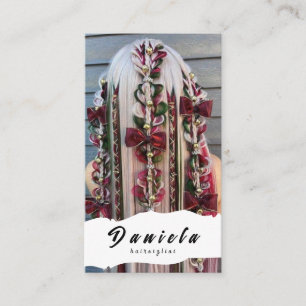 Cartão De Visita Tesoura Estilista de Cabelos - Mínima - Rosa Esbra