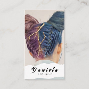 Cartão De Visita Tesoura Estilista de Cabelos - Mínima - Rosa Esbra