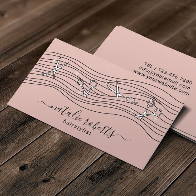 Cartão De Visita Tesoura Flutuante De Estilos De Cabelo Esfregando  (Criador carregado)